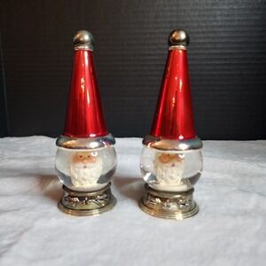 Towle Silversmiths Santa Hat/Head Snow Globes Salt/Pepper‎ Shakers